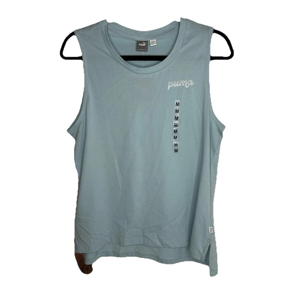 PUMA Women's Crew Neck Sleeveless Tank Top, Light Blue, Size Medium, New